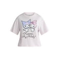 thumbnail image 4 of Hello Kitty Kuromi and My Melody Women's and Women's Plus Tee and Fleece Shorts Lounge Set, 2-Piece, Sizes XS-3X, 4 of 4