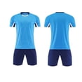 thumbnail image 2 of Amidoa Boys Summer Athletic 2 Piece Outfits Performance CrewNeck Short Sleeve and Elastic Waist Active Casual Short Kids Clothing Set Blue Size XS, 2 of 6