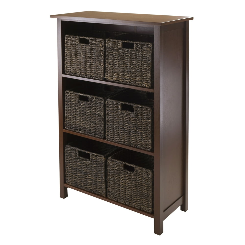 42.75" Brown Storage Shelf with 6 Foldable Baskets