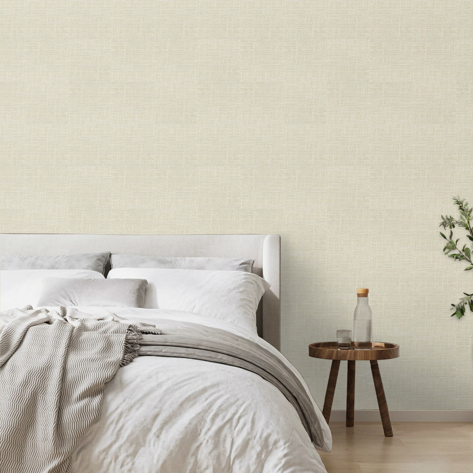 (4 pack) UMIGGEE Beige/Cream Texture Wallpaper 15.7-in x 118-in Faux Grasscloth Imitation Cloth Peel and Stick Vinyl Wallpaper Self-Adhesive Removable Contact Paper for Home Decoration