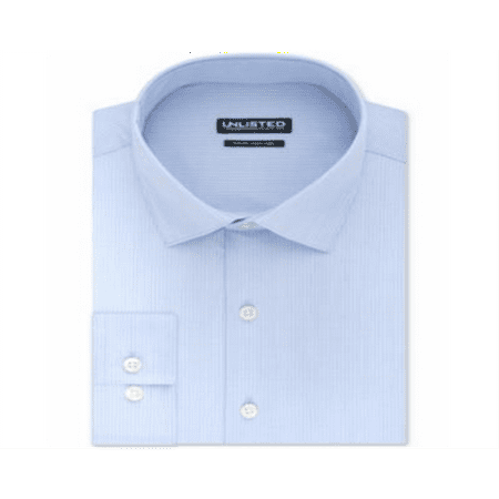 Kenneth Cole Men's Slim Fit Stripe Dress Shirt Light Blue Size L