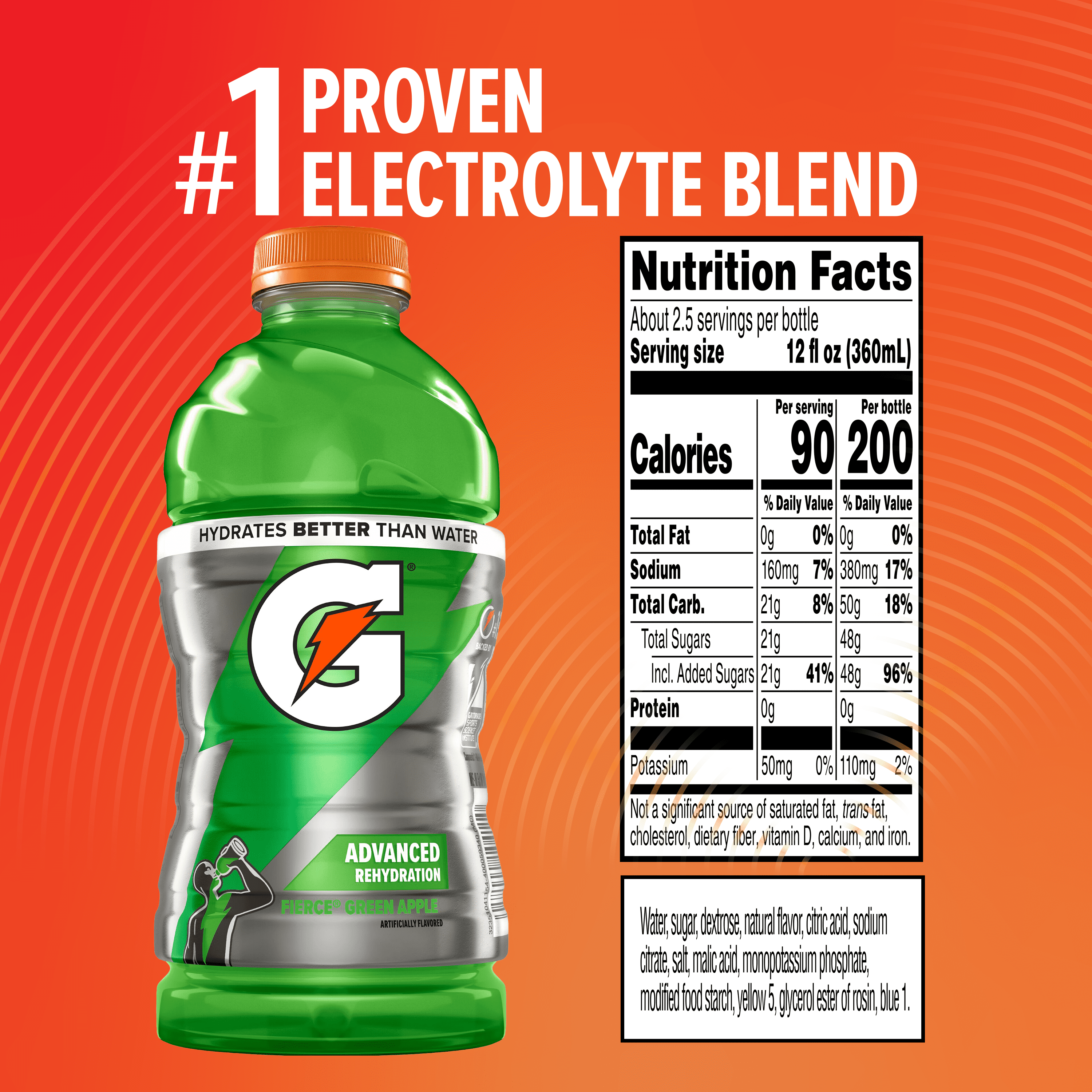 Gatorade Thirst Quencher Fierce Green Apple Bottled Sports Drink, 28 fl oz, 1 Count Bottle