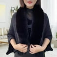thumbnail image 4 of Dengjunhu Artificial Rabbit Fur Shawl Wrap Winter Shawl Tassel Thicken Solid Color Cardigan Knitted for Banquet, 4 of 8