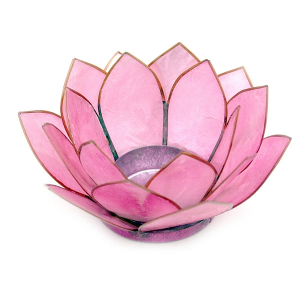 Capiz Rose Clair Coquille Lotus Fleur Petit Tealight Bougeoir pour Ambiance Sereine et Boho Artistique Éclairage Décoratif - 4,75 Pouces de Diamètre