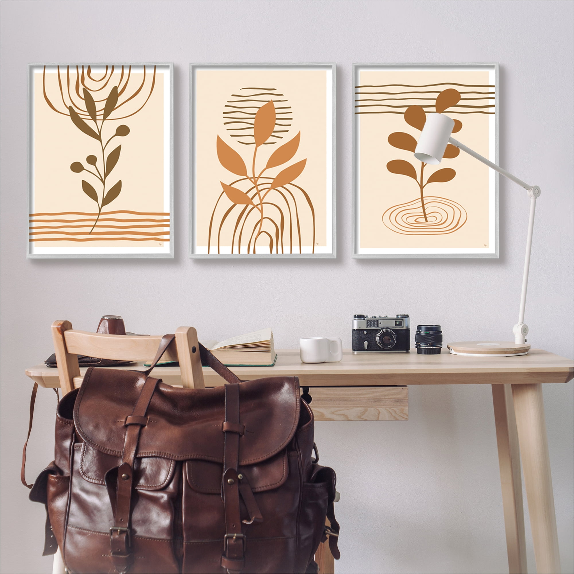 Stupell Industries Beige Boho Sprouts Botanical & Floral Painting Gray Framed Art Print Wall Art, 24 x 30