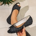 thumbnail image 5 of Wensltd Women's Shoes Dot Print Peep Toe Flat Shoes Slip On Ballet Flats for Daily Walking Black, 5 of 9