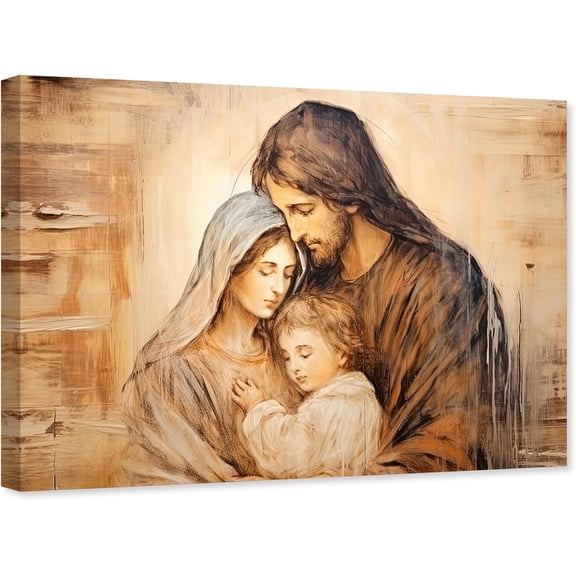 ZHONGYUTONG Holy Family Picture Virgin Mary and Jesus Canvas Wall Art Catholic Religious Christian Painting for Churches Decor Framed (12.00" x 18.00")