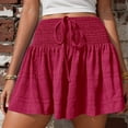 thumbnail image 3 of Casual Shorts for Women Summer Smocked High Waisted Lightweight Wide Leg Flowy Beach Shorts Cover Up, 3 of 8