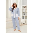thumbnail image 2 of U2SKIIN Women's Fleece Pajama Set, Soft Plush Jacquard Sleepwear Cozy Lounge Pjs set,(Light Blue+White,M), 2 of 5