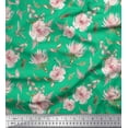 thumbnail image 1 of Soimoi Green Heavy Canvas Fabric Flower & Leaves Watercolor Print Fabric by the Yard 58 Inch Wide, 1 of 3