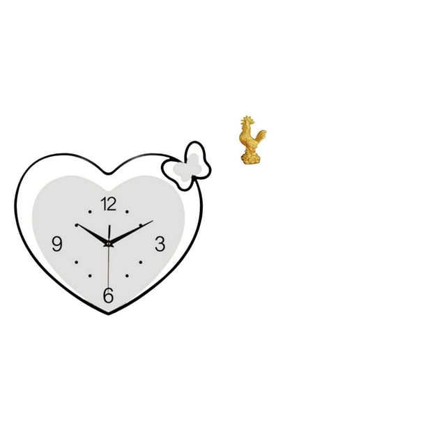 Reloj De Pared En Forma De Corazón, Acrílico, Diseño Creativo, Movimiento Silencioso, Arte De Pared, Figura De Pollo, Decoración Feng Shui, Escultura De Gallo Para Sala De Estudio,