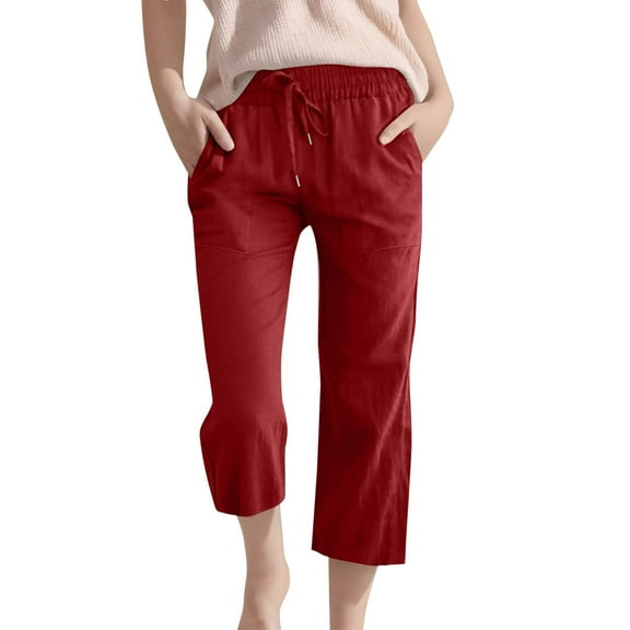 XXWXYD Clearence 3/4 Length Elastic Waist Pants for Kids Breathable Loose Fit Playwear with Pockets Outdoor School Casual Stretch Trousers