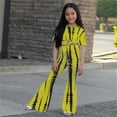 thumbnail image 4 of 2DXuixsh Children Clothes Girls Size 7-8 Kids Toddler Baby Children Girls Summer Striped T Shirt Flared Pants Bell Bottoms Clothes Outfits Set Clothes Girl Nylon Green 110, 4 of 4