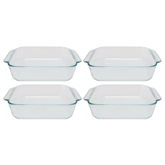 Pyrex 222 2-Quart Square Clear Glass Casserole Baking Dish (4-Pack)
