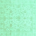 thumbnail image 1 of Ahgly Company Machine Washable Indoor Square Oriental Turquoise Blue Traditional Area Rugs, 7' Square, 1 of 4