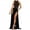 Black, variant on Women Sexy Lace Long Party Dress Backless High Slit (Red,Large)