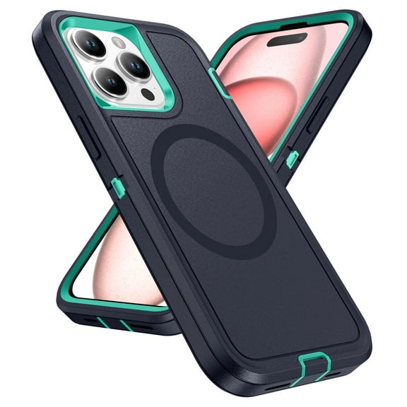 Allytechgroup iPhone 16 Pro Max Case, Heavy Duty Shockproof Anti-Scratch Bumper Rugged Compatible with Mag-safe Dual Layer PC TPU Magnetic Phone Case Cover for Apple iPhone 16 Pro Max, Lightblue