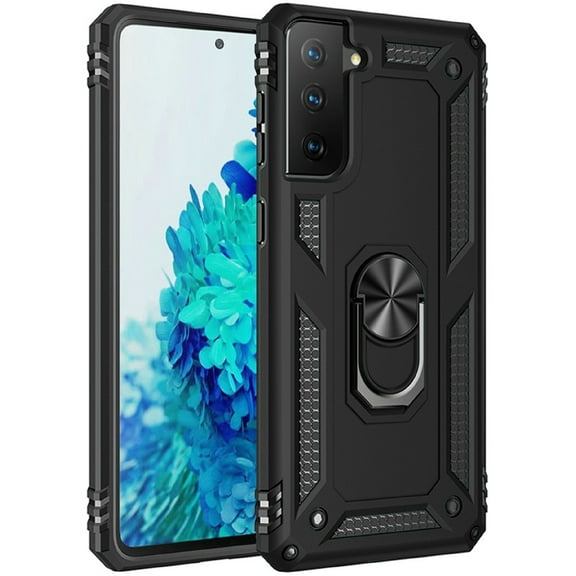 Designed for Samsung Galaxy S21 (6.2") Case Hybrid Durable 360 Degree Rotatable Ring Stand Holder Kickstand Fit Magnetic Car Mount Phone Case Cover [Black]