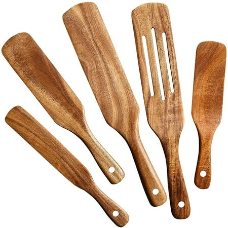 

Kitchen Tools -Wooden Set Of 5 - Restaurant-Grade Wood Spatula Tools For Non-Stick Cooking - Sustainable Kitchen Utensil That Makes For The Perfect Kitchen Tool