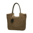 thumbnail image 2 of Casual Straw Woven Handbag s Purse Handmade Weaving Top Handle Shoulder, 2 of 8