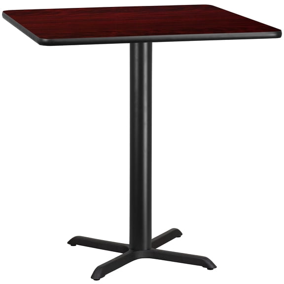 Bowery Hill 42" Square Restarant Bar Table in Black and Mahogany
