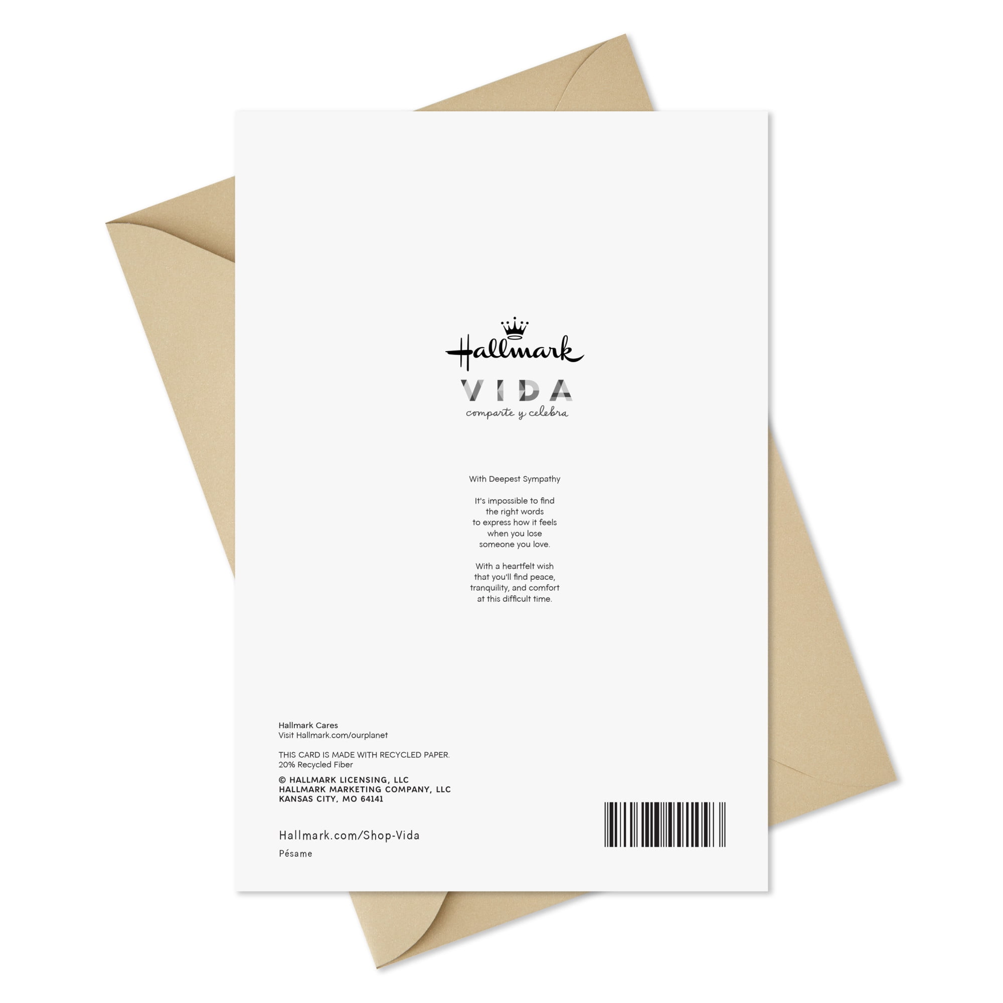 Hallmark VIDA Spanish-Language Sympathy Card (Wish You Peace and Comfort)