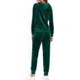 thumbnail image 4 of UJNDER Women's Casual Fashion Solid Hooded Warm Suit for Long Sleeve Pocket Shirt and Elastic Pant Set Green M, 4 of 4
