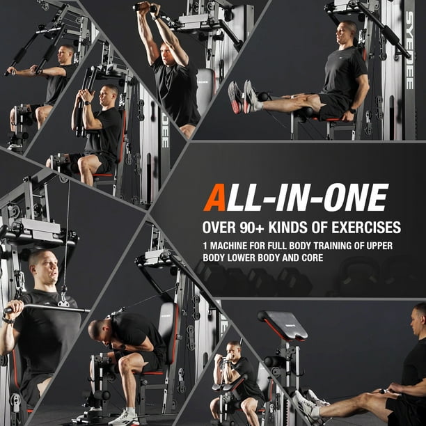 Syedee Home Gym Station Workout Station with 150LBS Weight Stack Home Gym Equipment for All Body Training