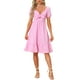 thumbnail image 1 of Vestido Casual INSPIRE CHIC para Mujeres con Escote Corazón y Nudo en la Cintura en Gingham Rosa M, 1 of 6