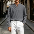 thumbnail image 2 of Daiosportswear Men's Casual Henley Shirts Collarless Roll-Up Long Sleeve Button Down Waffle T Shirt Gray XXXXL, 2 of 7