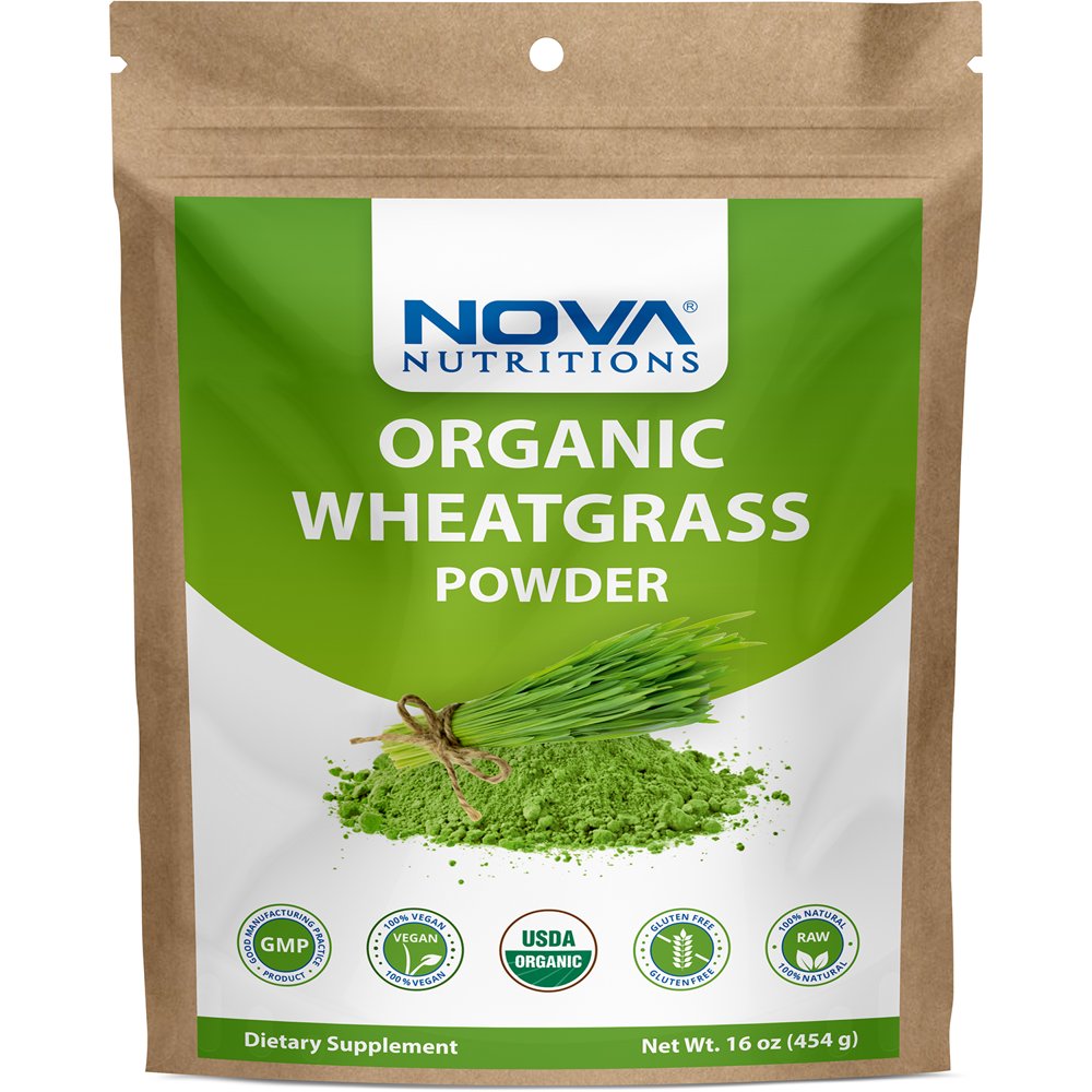 Nova Nutritions Certified Organic Wheatgrass Juice Powder 16 OZ (454 gm) Nutrient Rich