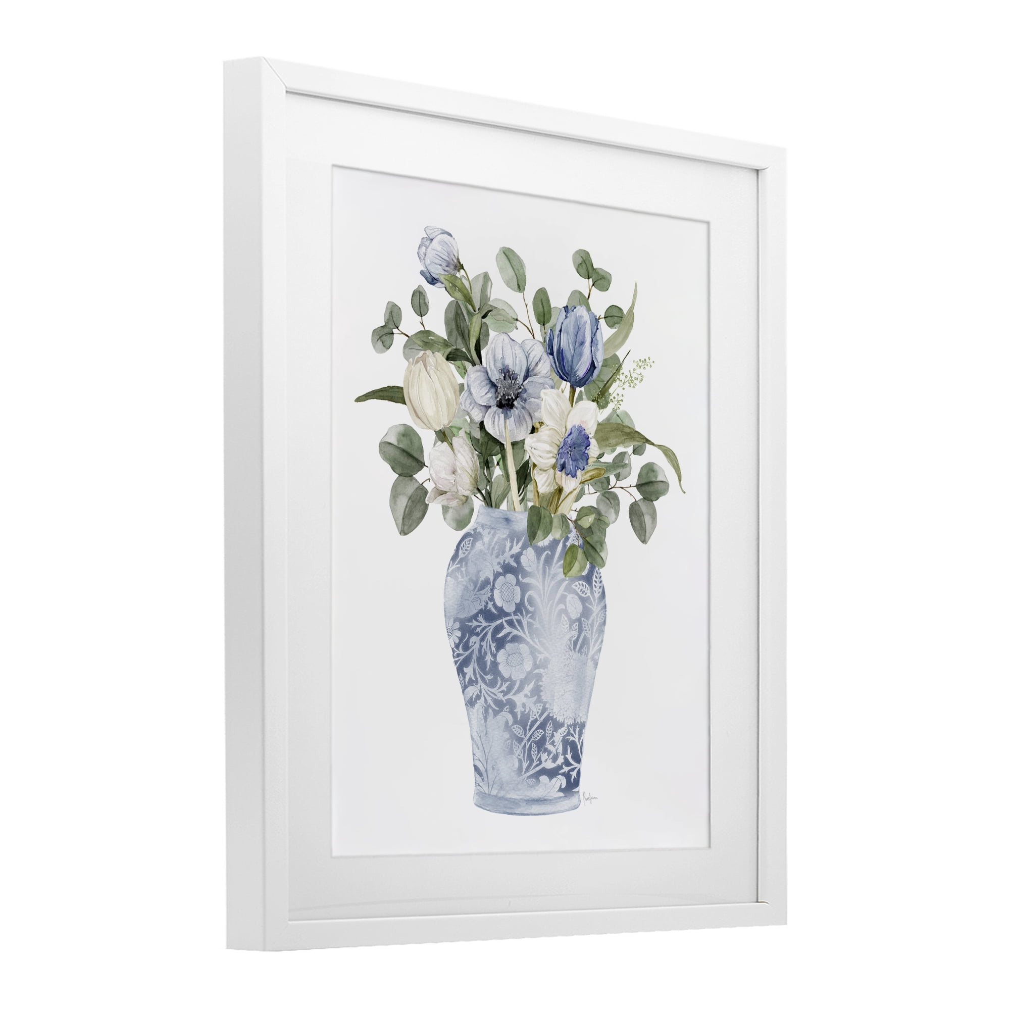 Stupell Industries Ornate Vase Tulips White Framed Print Under Glass, design by Livi Finn