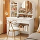 thumbnail image 3 of Girl Container Dressing Table Mirror Chair Wood Classic Dressing Table Led Lights Coiffeuses De Chambre Furniture Comfortable My Lux Decor Round, 3 of 30