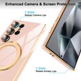 thumbnail image 5 of Samsung Galaxy S24 Ultra Case with Ring Kickstand [Compatible with Magsafe] [Lens Camera Protector] Soft TPU Electroplated Protective Samsung Galaxy S24 Ultra Magnetic Stand Phone Case Pink, 5 of 14