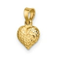 thumbnail image 2 of Auriga Fine Jewelry 14K Yellow Gold Diamond-cut Puffed Heart Pendant (L- 0.43inch, W- 0.32inch) for Women, 2 of 7