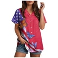 thumbnail image 4 of vigerkar American Flag Shirt for Women: 4th July Graphic T-Shirts Patriotic USA Flag Star Stripes Tees Hawaiian Button Down Tops (Red, L), 4 of 7