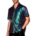 thumbnail image 5 of INSPIRE CHIC Sequin Shirts for Men's Glitter 70s Disco Shirt Button Down Short Sleeve Metallic Tops XL Green, 5 of 6