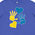 thumbnail image 4 of Inktastic Down Syndrome Awareness with Handprints and Hearts Blue and Yellow Youth T-Shirt, 4 of 5