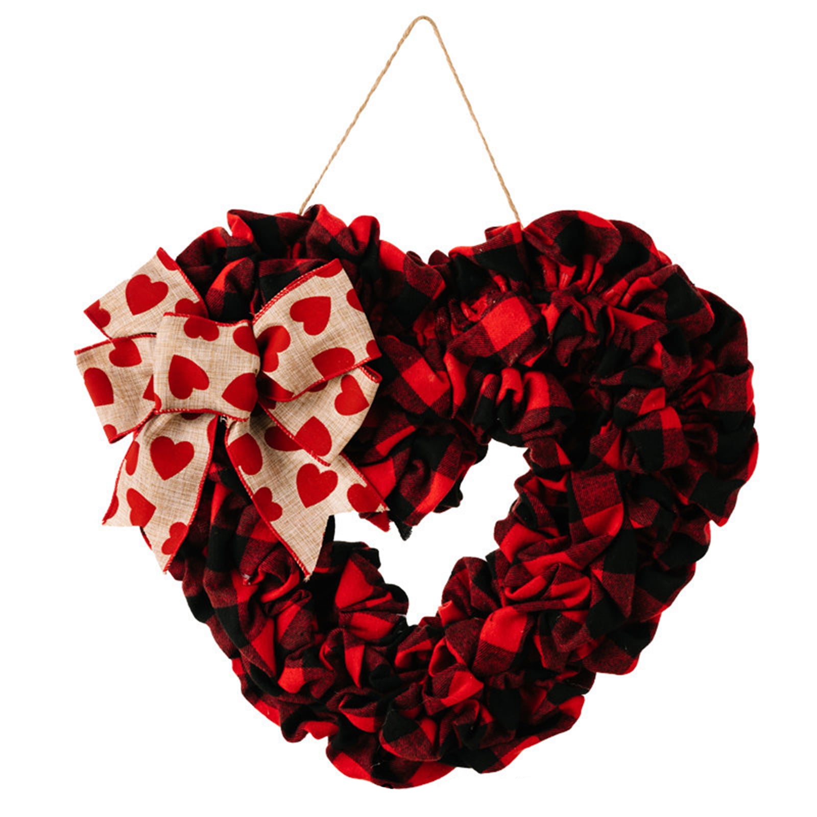 The Holiday Aisle® 15'' Heart Wreath Red Burlap Heart Shaped