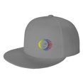 thumbnail image 1 of DouZhe Flat Brim Cap Snapback Hat, Sun Light Face Prints Adjustable Gray Adult Baseball Cap, 1 of 6