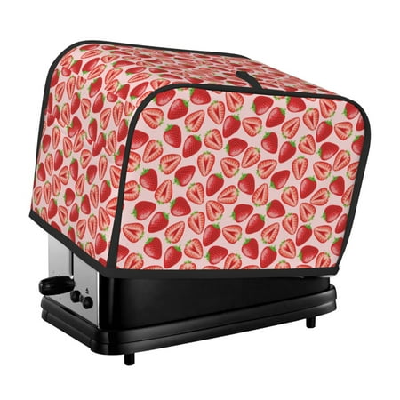 

KLL Cute Strawberry Print 2 Slice Toaster Dust Covers Kitchen Small Appliance Cover with 2 Pockets Can hold Jam Spreader Knife & Toaster Tongs (11.4 x 7.9 x 7.5)