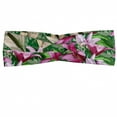 thumbnail image 1 of Watercolor Flowers Headband, Lily Branches Jungle Begonia Leaves Rainforest Wild Aquarelle, Elastic and Soft Women's Bandana for Sports and Everyday Use, Grey Red Coconut, by Ambesonne, 1 of 3