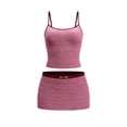 thumbnail image 3 of Pounoo Women's 2 Piece Outfits Striped Knit Sets Night Out Style Lightweight Breathable Spaghetti Strap Crop Top and Mini Skirt Set Gift, 3 of 5