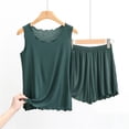 thumbnail image 4 of WTXUE Pajama Sets Womens Vest Shorts Home Wear Womens Set Wooden Ears Edge Loose Suit | 2-Piece Green M, 4 of 4