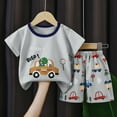thumbnail image 2 of Ensemble pour Garçon, Chemise à Manches Courtes Imprimée, Ensembles Courts, Col Ras du Cou, Tenues d'Été pour Garçons, Ensembles de Vêtements pour Garçons 3-4 Ans, 2 of 7