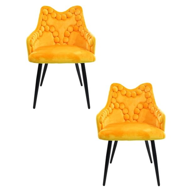 Juego 2 Sillas Galerias El Triunfo Terciopelo Con Descansabrazos Diseño En Respaldo Amarillo