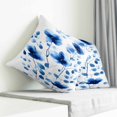 thumbnail image 4 of Throw Pillow Covers 20x20 Inch, Seasonal Botanical Blooms Decorative Pillow Cases for Couch Sofa Bed, Blue Floral Watercolor Cotton Linen Square Home Decor Pillowcases with Hidden Zipper, 4 of 7