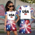 thumbnail image 2 of Girls Clothes Sets Big Girl 4th of July Outfit Short Sleeve Top Striped Star American Bottoms Pants Set, 2 of 5