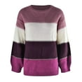 thumbnail image 4 of GDREDA Women's Sweaters Casual Long Sleeve Crewneck Color Block Patchwork Pullover Knit Sweater Tops Purple,S, 4 of 4