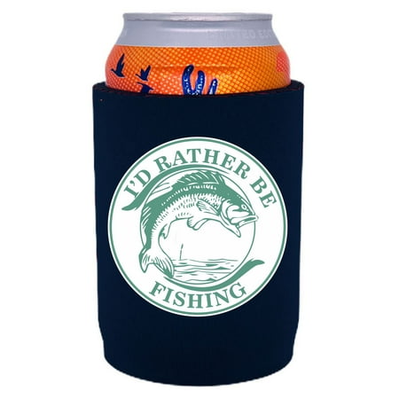 

I d Rather Be Fishing Neoprene Full Bottom Can Coolie (Navy)